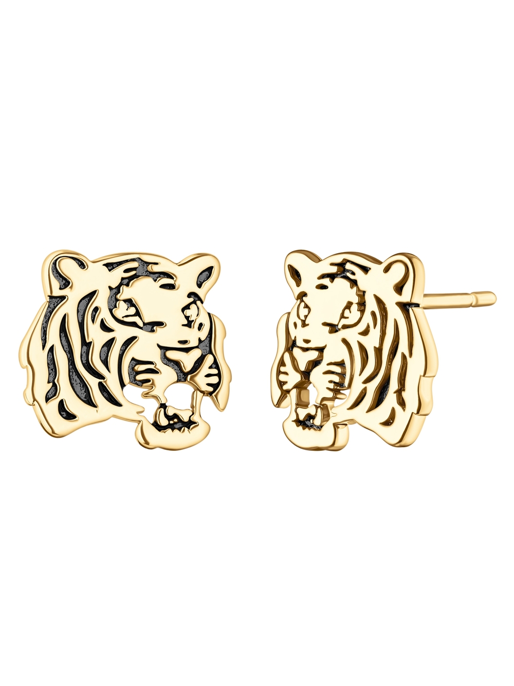 Gold Tiger Head Stud Earrings